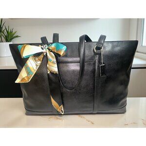 VTG Coach 5332 Series Business Tote Black Leather Nickel Computer Bag Y2K + Tag